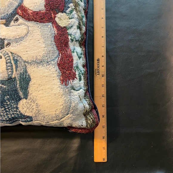 Christmas “Oh Come All Ye Faithful” Pillow featuring Snowman Family - Picture 4 of 4